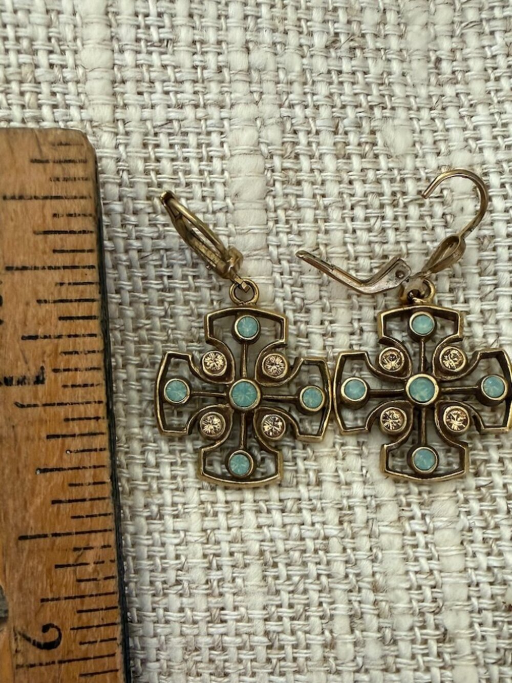 La Vie Parisienne Gold Aqua Pacific Opal Drop Earrings